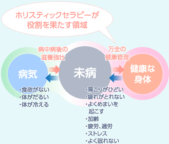 ホリスティックセラピーが役割を果たす領域